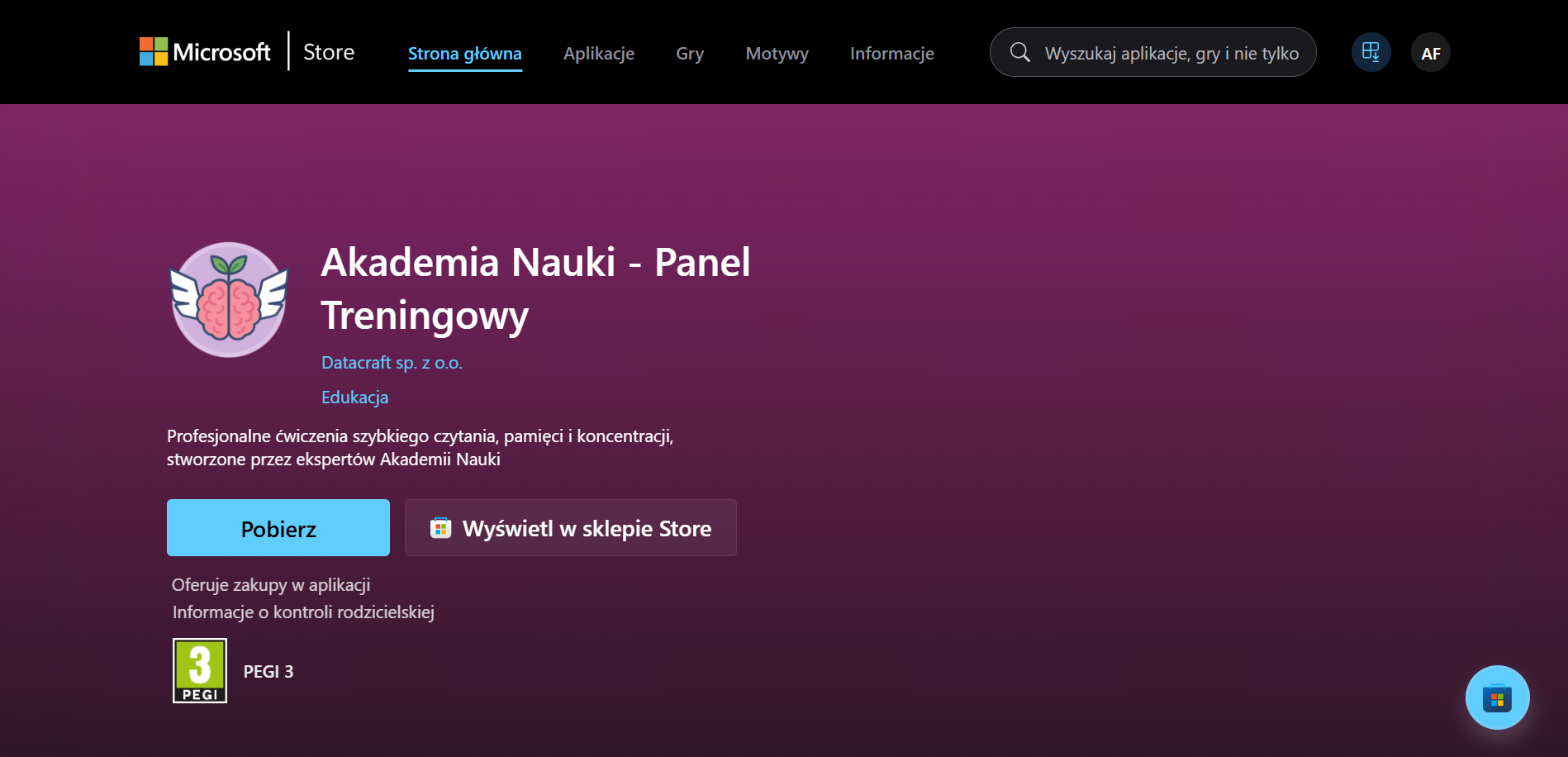 Miniatura aplikacji Panel Treningowy